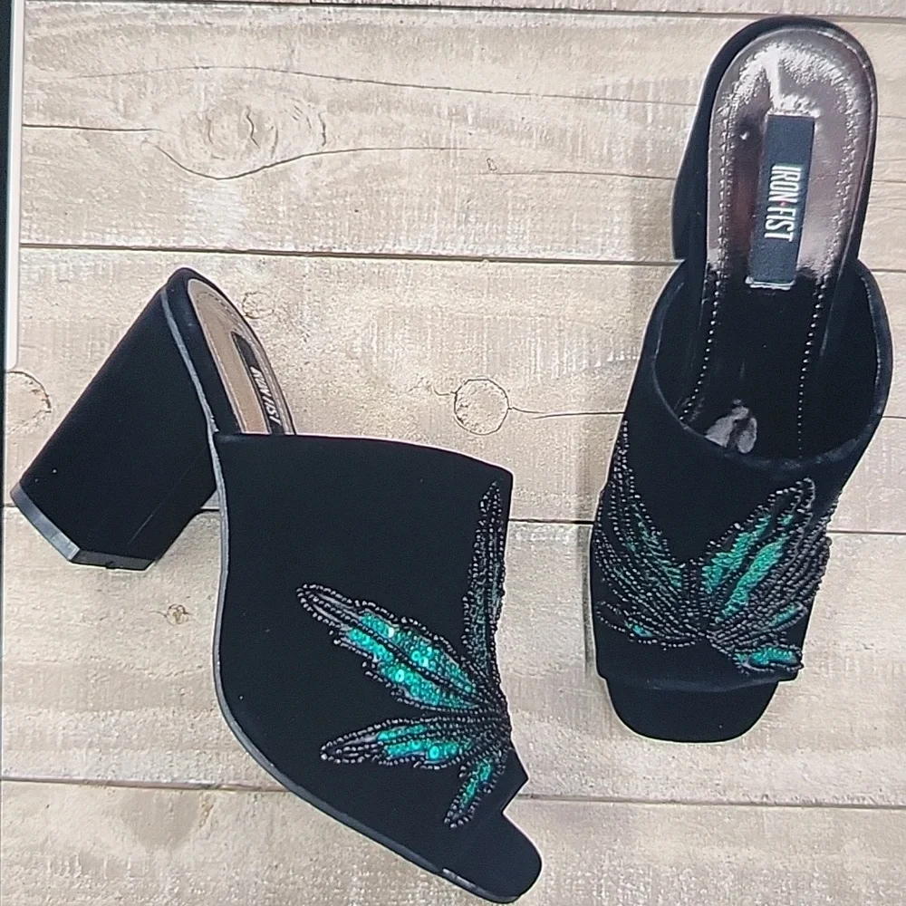 IRON FIST MARY JANE SLIDE HEEL BLACK SIZE 7 - Picture 3 of 15
